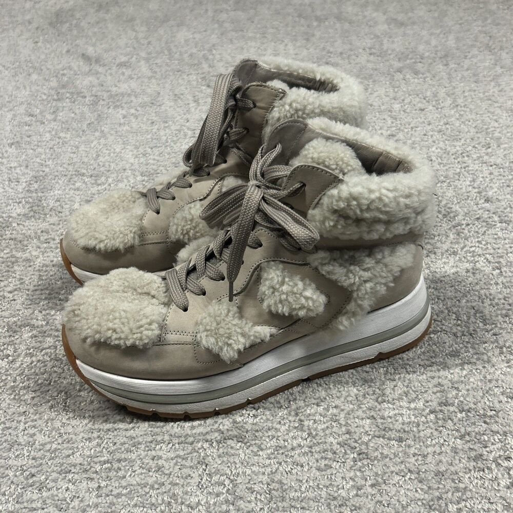 Voile Blanche Sneakers Womens 38 US 8 Maran Ankle Boots Platform Beige Sherpa